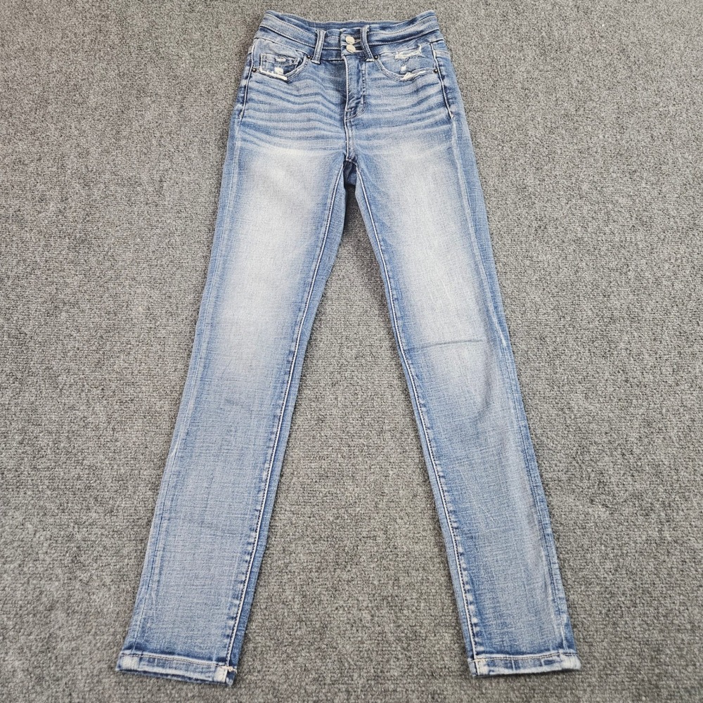 BKE Billie Ankle Skinny Jeans Womens 24 Blue High Rise Distressed Slim Denim